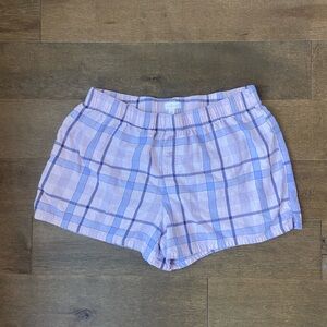 Colsie Plaid Athletic Shorts in Lavender and White